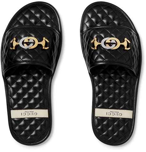 gucci closed toe slides|Gucci quilted sandals.